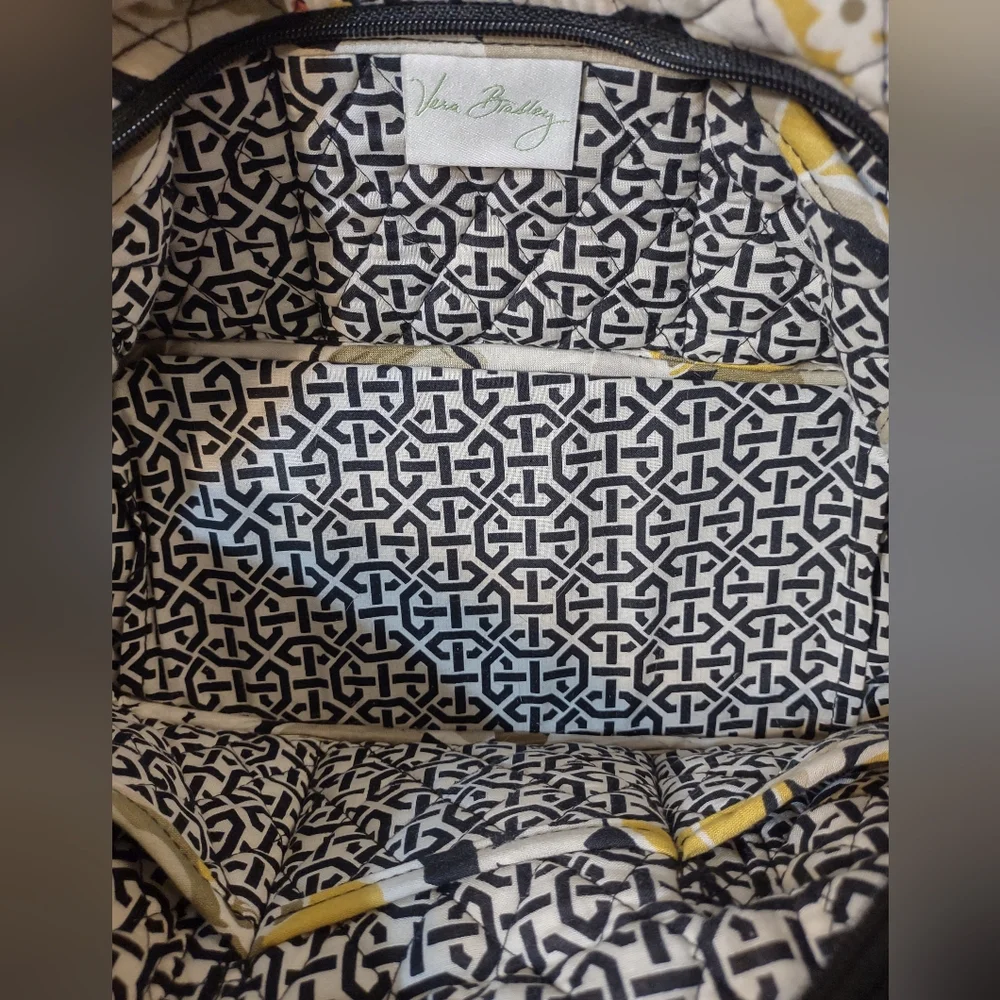 Vera Bradley Yellow and Black Floral Quilted Shoulder Bag - Picture 8 of 14